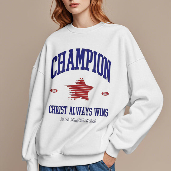 Felpa in poliestere foderata in pile con scritta Modern Style Champion Christ Always Wins Christianartworkshop - image 12