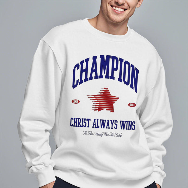 Felpa in poliestere foderata in pile con scritta Modern Style Champion Christ Always Wins Christianartworkshop - image 13