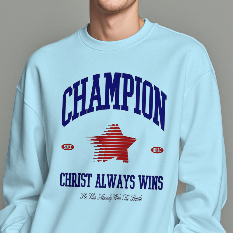 Felpa in poliestere foderata in pile con scritta Modern Style Champion Christ Always Wins Christianartworkshop - image 27