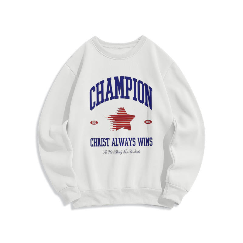 Felpa in poliestere foderata in pile con scritta Modern Style Champion Christ Always Wins Christianartworkshop - Bianco - 2XL - image 10