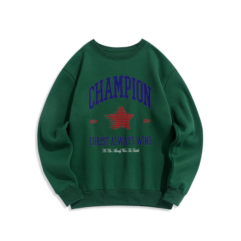Felpa in poliestere foderata in pile con scritta Modern Style Champion Christ Always Wins Christianartworkshop - Verde - 2XL - image 20