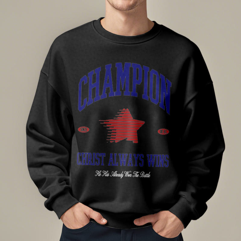 Felpa in poliestere foderata in pile con scritta Modern Style Champion Christ Always Wins Christianartworkshop - image 7