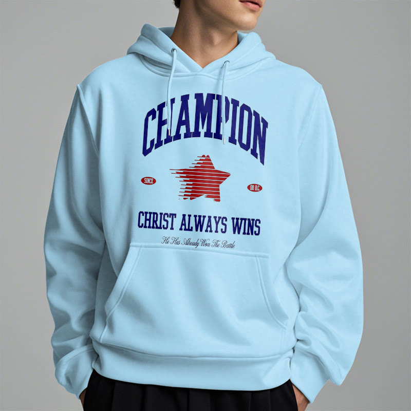 Felpa con cappuccio in poliestere foderata in pile "Cristo vince sempre" di Christianartworkshop , stile moderno - image 33