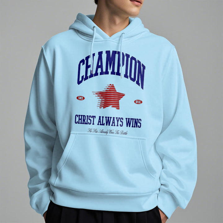 Felpa con cappuccio in poliestere foderata in pile "Cristo vince sempre" di Christianartworkshop , stile moderno - image 33