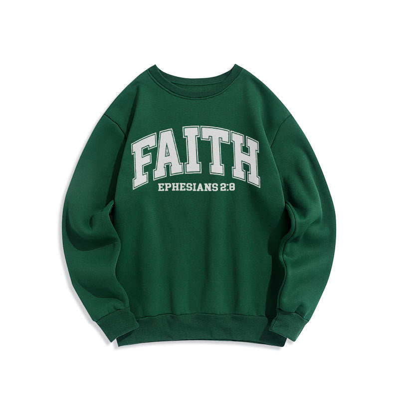Felpa in poliestere foderata in pile stile moderno Christianartworkshop Faith Efesini 2:8 - Verde - 2XL - image 0