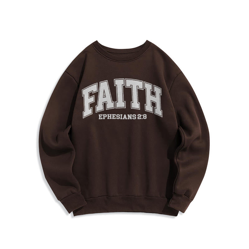 Felpa in poliestere foderata in pile stile moderno Christianartworkshop Faith Efesini 2:8 - Marrone - 2XL - image 20