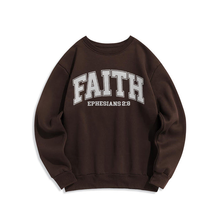 Felpa in poliestere foderata in pile stile moderno Christianartworkshop Faith Efesini 2:8 - Marrone - 2XL - image 20
