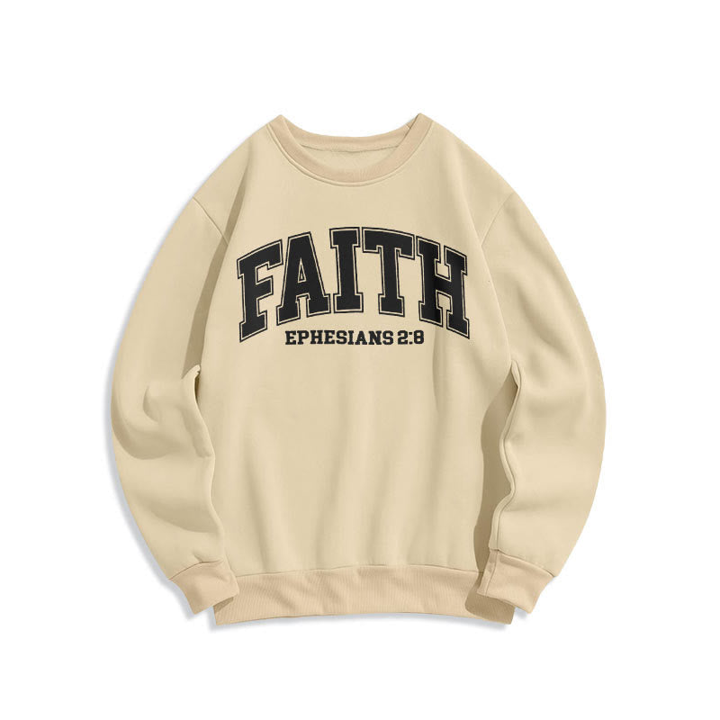 Felpa in poliestere foderata in pile stile moderno Christianartworkshop Faith Efesini 2:8 - Beige - 2XL - image 15