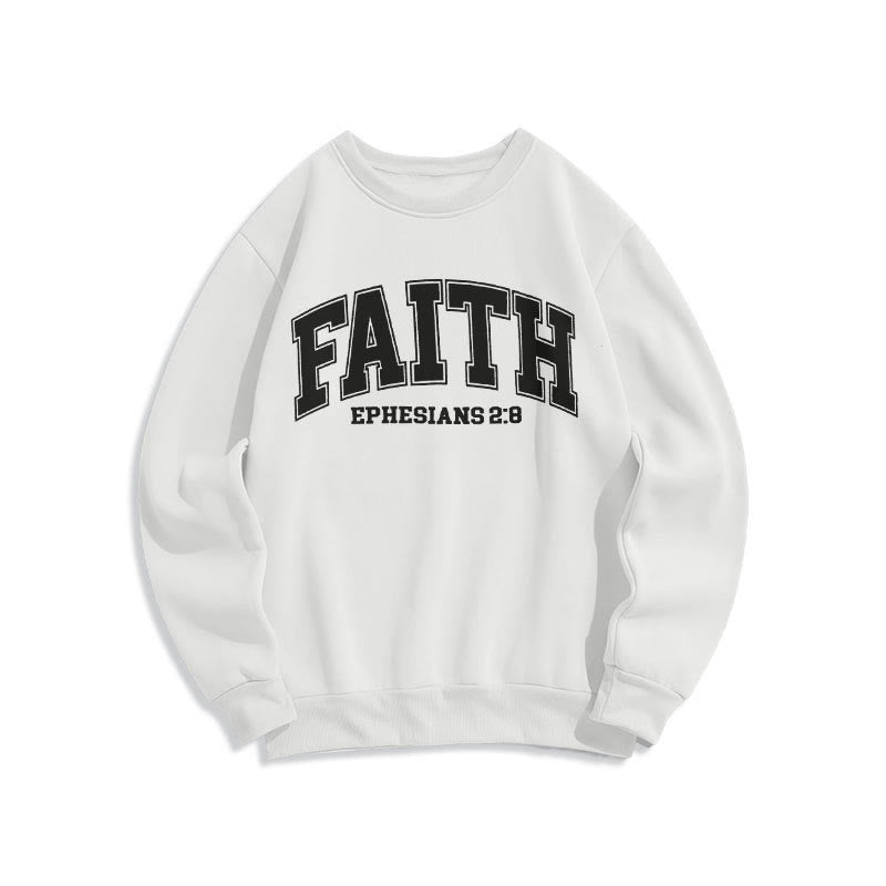 Felpa in poliestere foderata in pile stile moderno Christianartworkshop Faith Efesini 2:8 - Bianco - 2XL - image 10