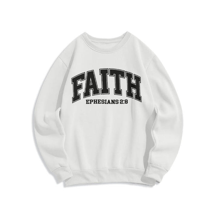 Felpa in poliestere foderata in pile stile moderno Christianartworkshop Faith Efesini 2:8 - Bianco - 2XL - image 10