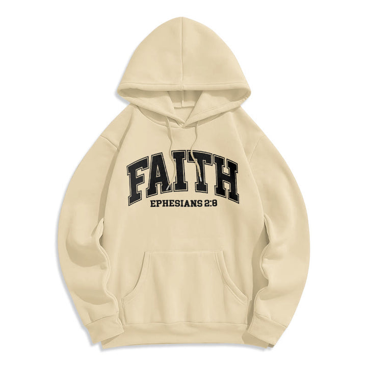 Christianartworkshop Felpa con cappuccio in poliestere foderata in pile stile moderno Fede Efesini 2:8 - Beige - 2XL - image 15