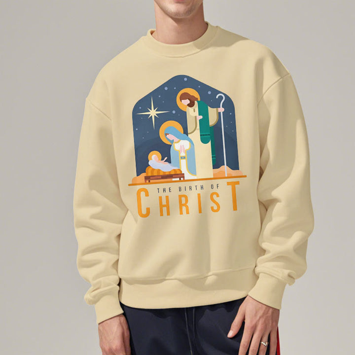 Felpa in poliestere foderata in pile con scena della Natività di Cristo in stile colorato Christianartworkshop - image 18