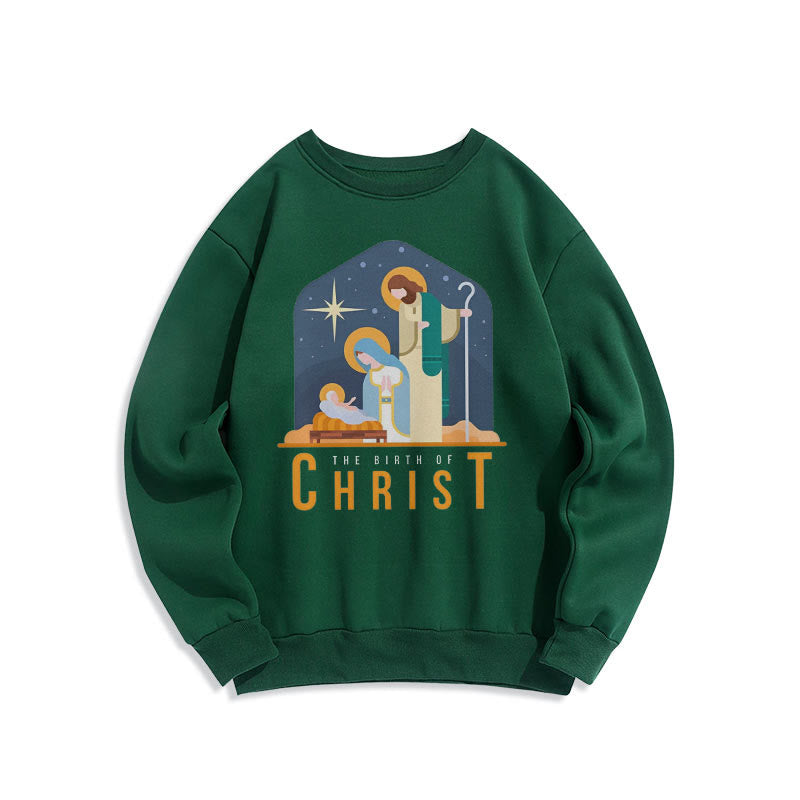 Felpa in poliestere foderata in pile con scena della Natività di Cristo in stile colorato Christianartworkshop - Verde - 2XL - image 25