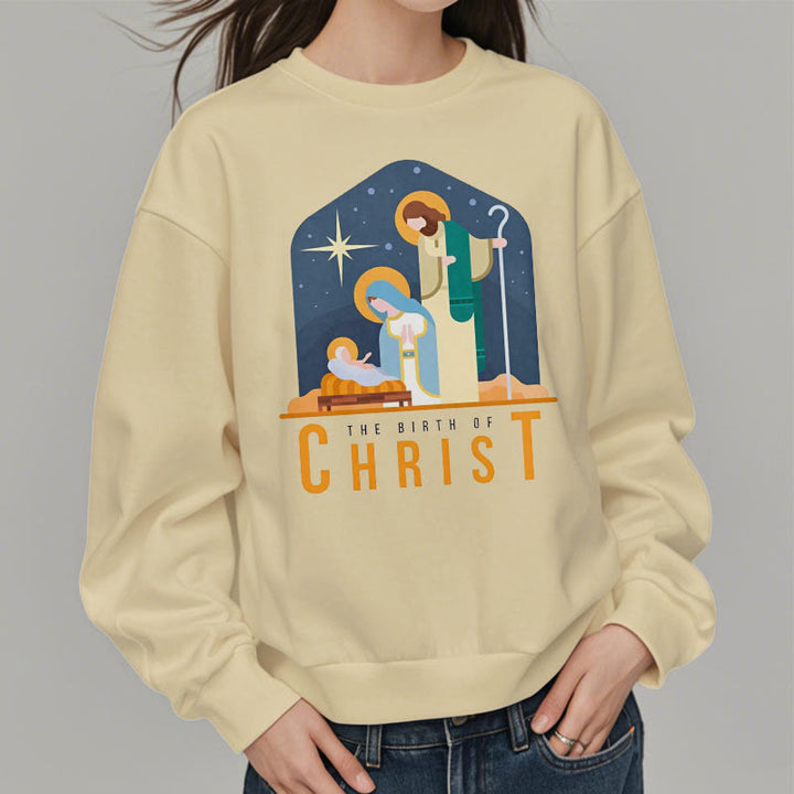 Felpa in poliestere foderata in pile con scena della Natività di Cristo in stile colorato Christianartworkshop - image 17