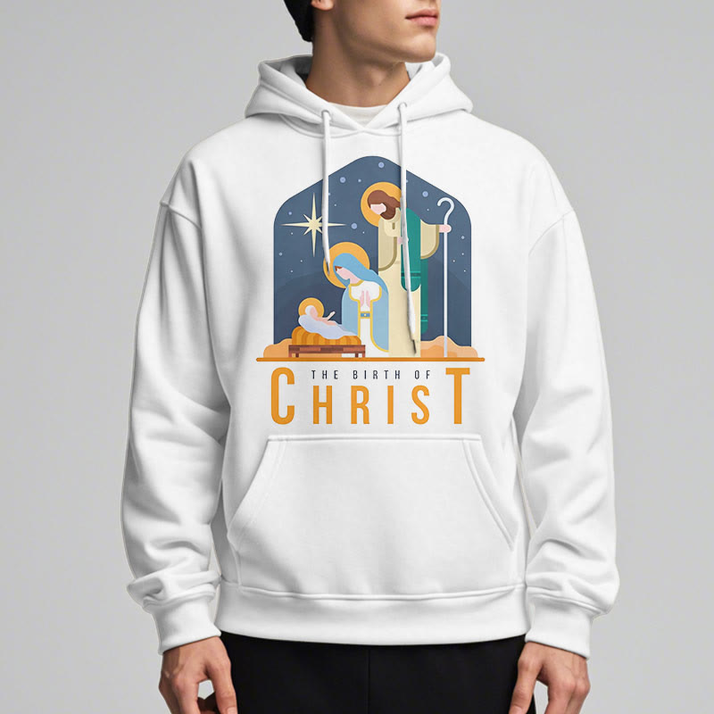 Christianartworkshop Felpa con cappuccio in poliestere foderata in pile con scena della Natività di Cristo in stile colorato - image 13