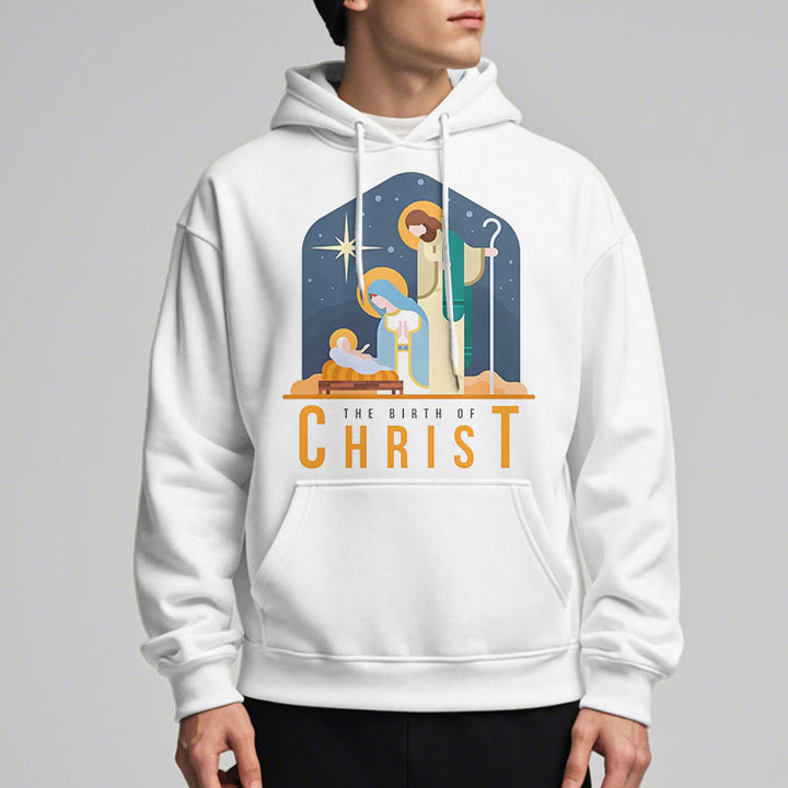 Christianartworkshop Felpa con cappuccio in poliestere foderata in pile con scena della Natività di Cristo in stile colorato - image 13