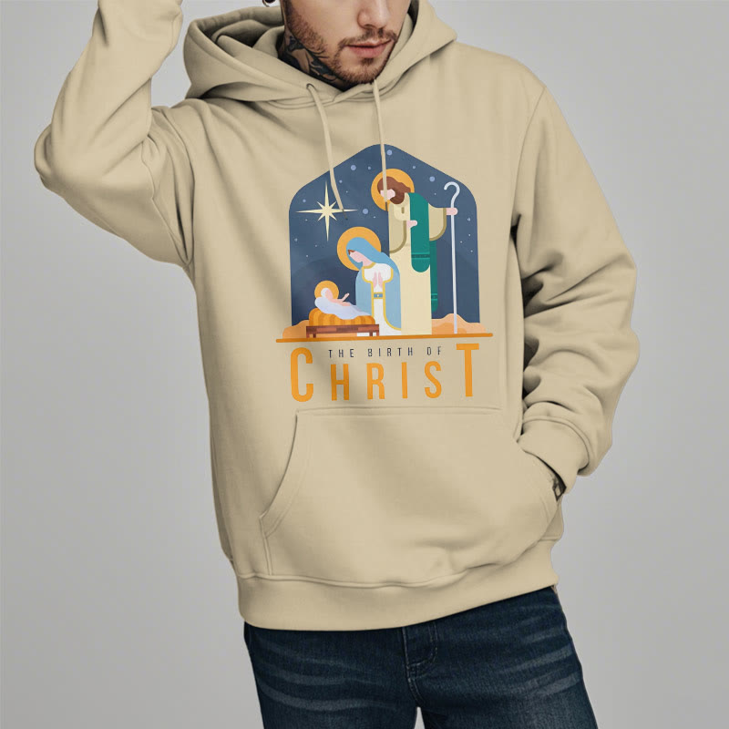 Christianartworkshop Felpa con cappuccio in poliestere foderata in pile con scena della Natività di Cristo in stile colorato - image 1