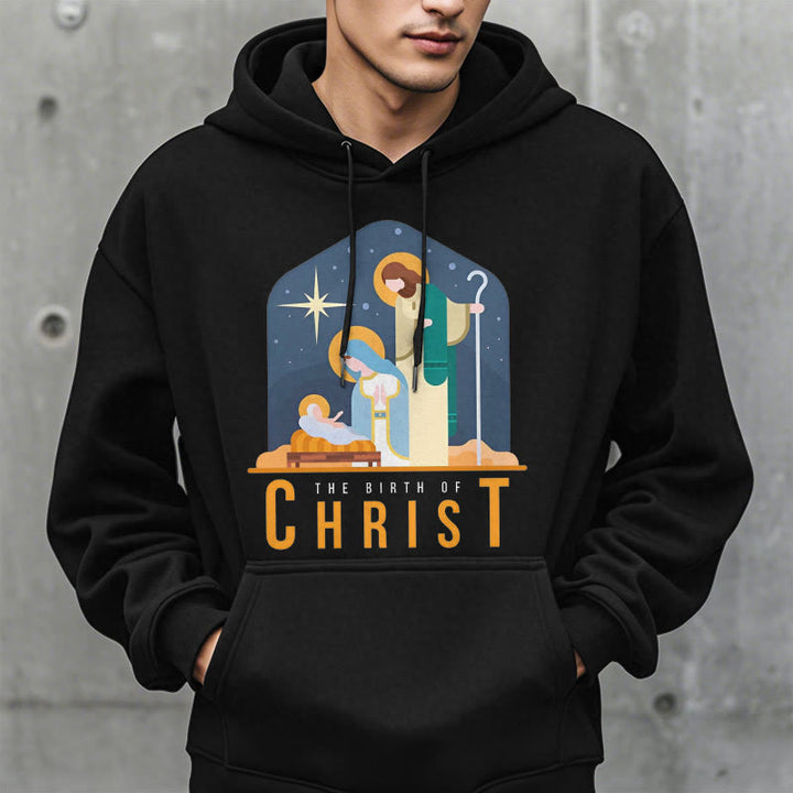 Christianartworkshop Felpa con cappuccio in poliestere foderata in pile con scena della Natività di Cristo in stile colorato - image 8
