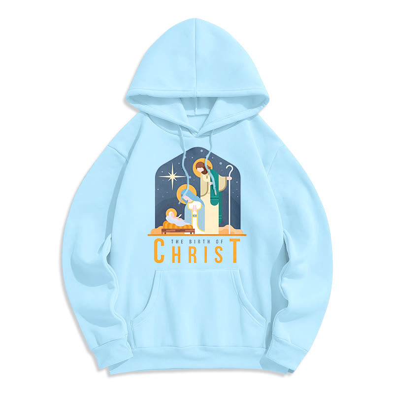 Christianartworkshop Felpa con cappuccio in poliestere foderata in pile con scena della Natività di Cristo in stile colorato - Blu - 2XL - image 25