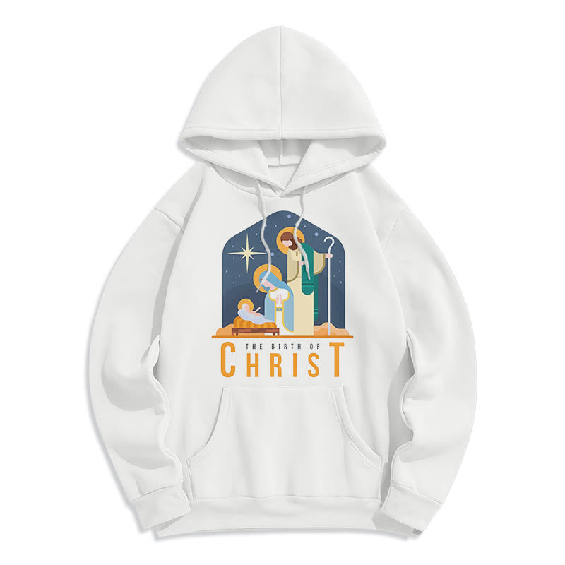 Christianartworkshop Felpa con cappuccio in poliestere foderata in pile con scena della Natività di Cristo in stile colorato - Bianco - 2XL - image 10