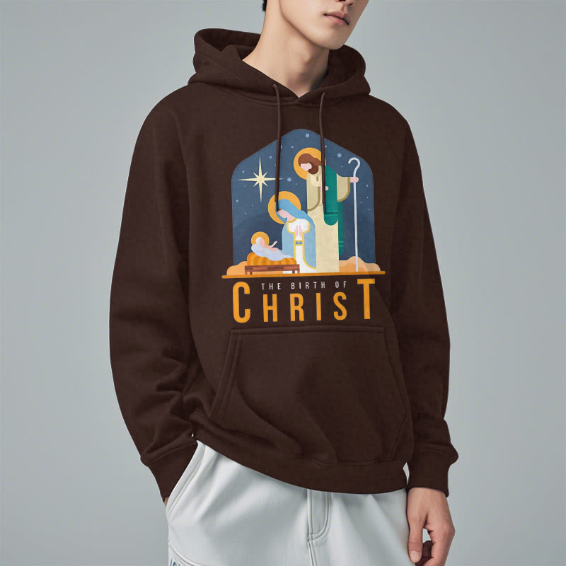 Christianartworkshop Felpa con cappuccio in poliestere foderata in pile con scena della Natività di Cristo in stile colorato - image 18