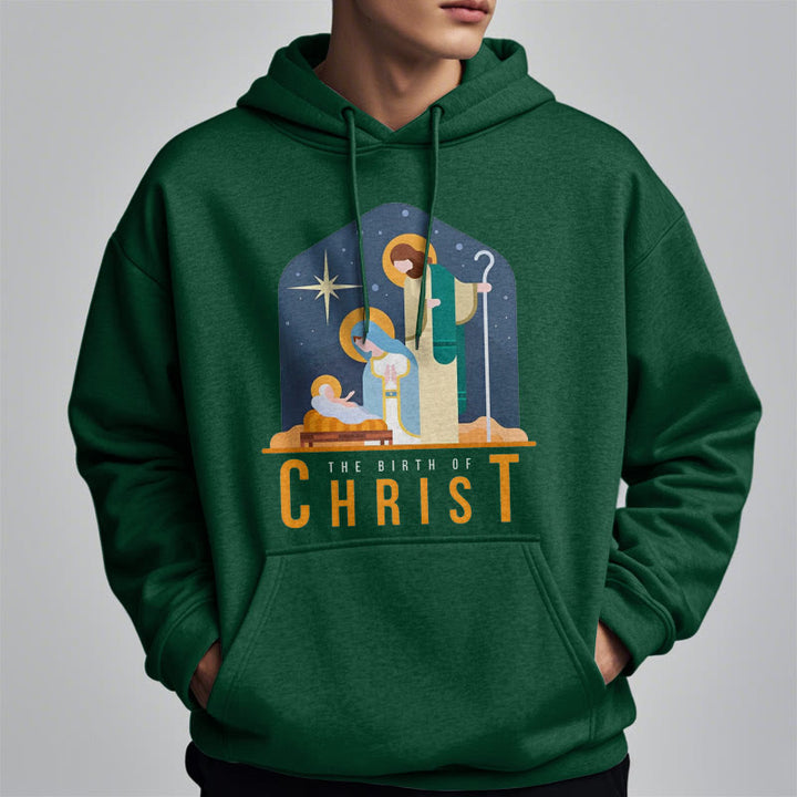 Christianartworkshop Felpa con cappuccio in poliestere foderata in pile con scena della Natività di Cristo in stile colorato - image 22