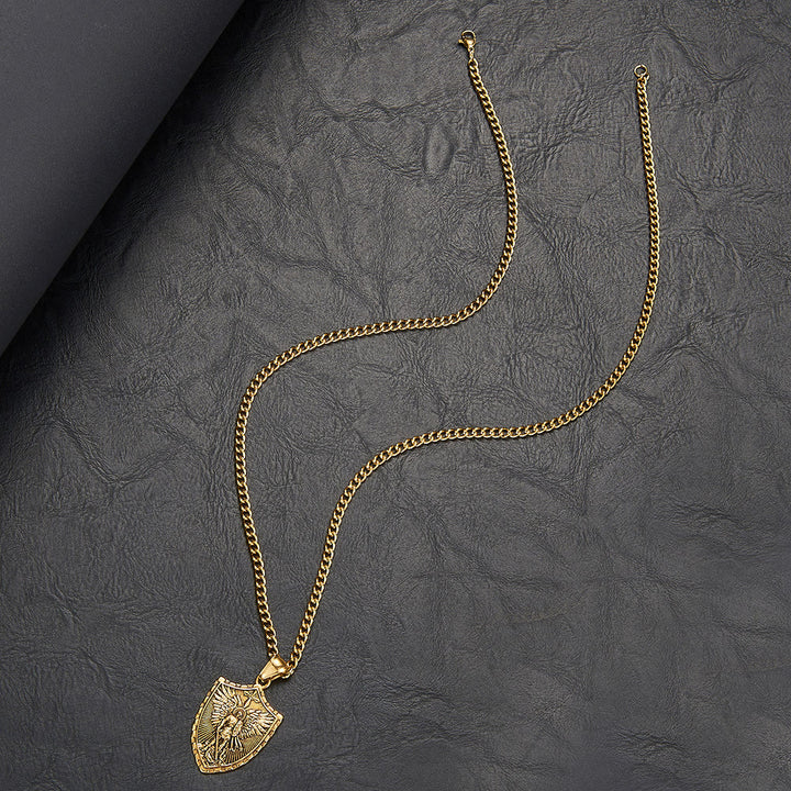 Christianartworkshop Collana con ciondolo a forma di scudo dell'Arcangelo Michele in stile moderno - image 3