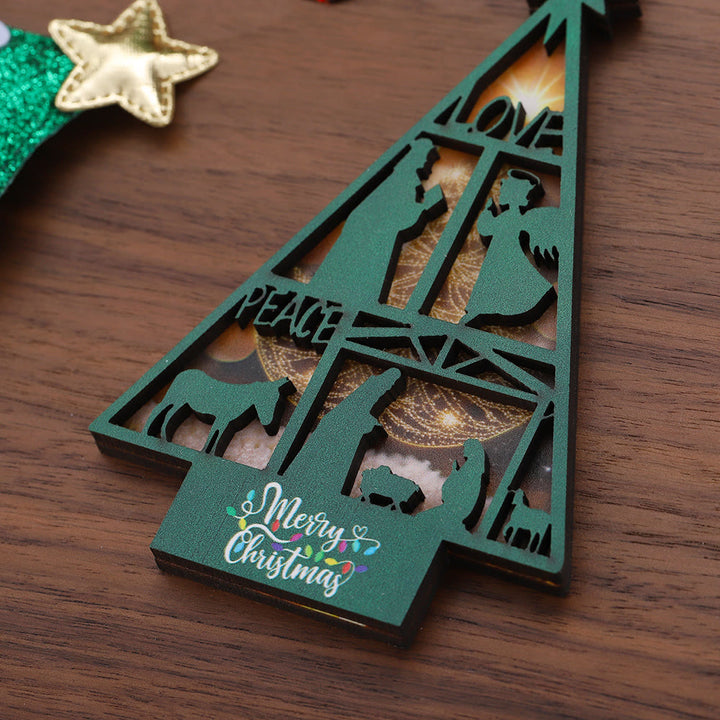 Christianartworkshop Presepe di Natale in stile classico a forma di albero, ornamenti da appendere - image 6