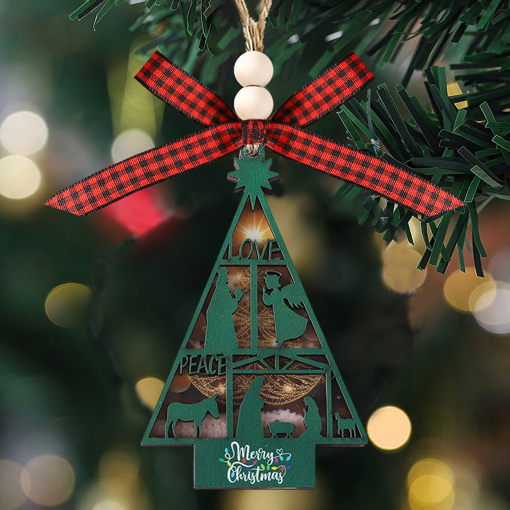 Christianartworkshop Presepe di Natale in stile classico a forma di albero, ornamenti da appendere - image 1