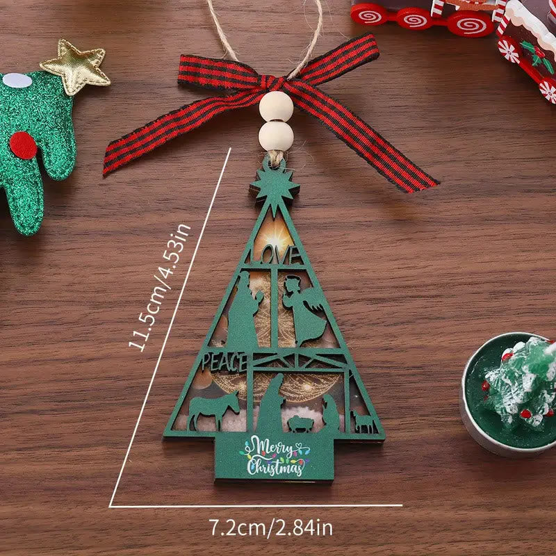 Christianartworkshop Presepe di Natale in stile classico a forma di albero, ornamenti da appendere - image 7