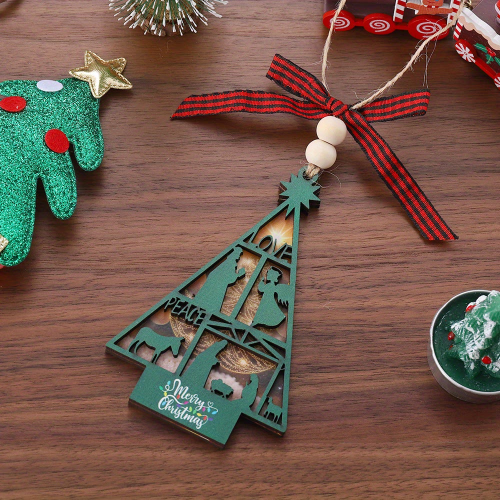 Christianartworkshop Presepe di Natale in stile classico a forma di albero, ornamenti da appendere - image 5