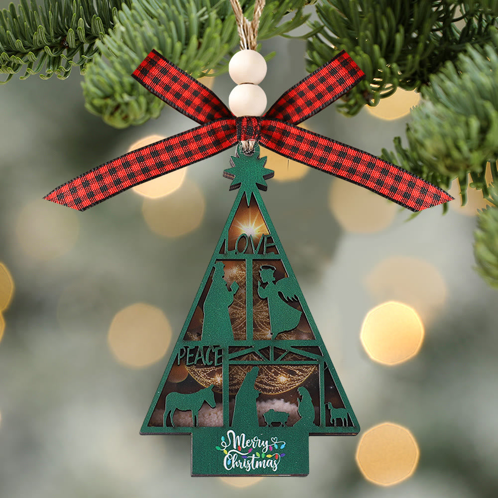 Christianartworkshop Presepe di Natale in stile classico a forma di albero, ornamenti da appendere - Presepe - image 0