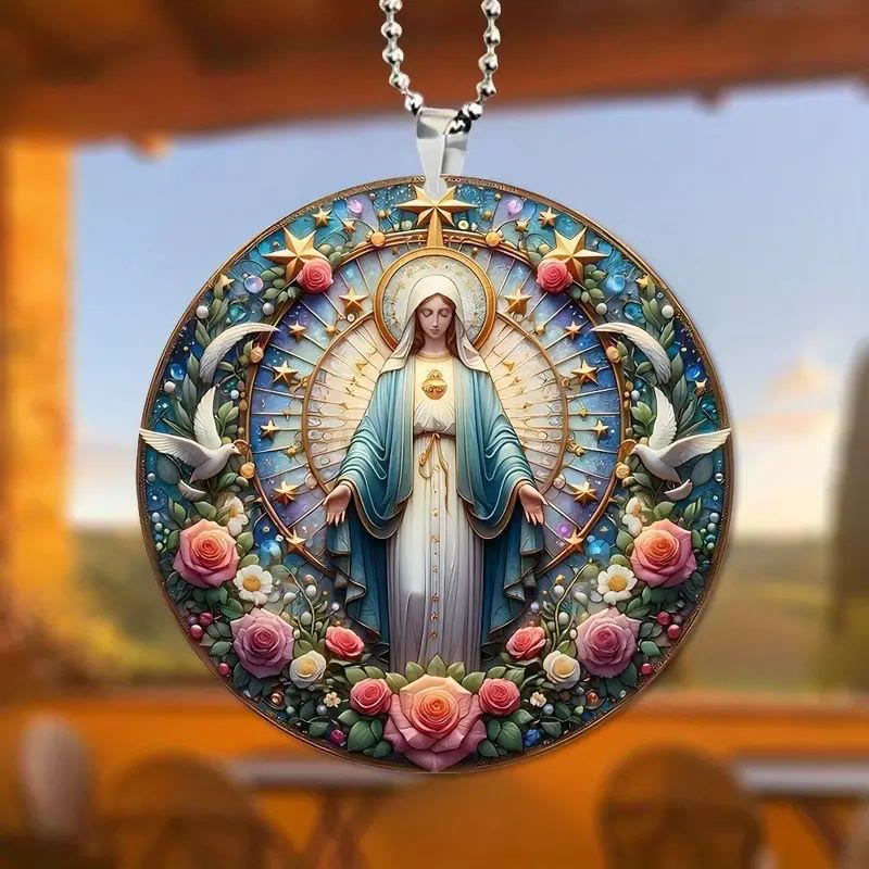 Christianartworkshop Medaglia Miracolosa in Stile Colorato Ghirlanda Floreale Ornamenti Natalizi da Appendere - Ceramica - image 0