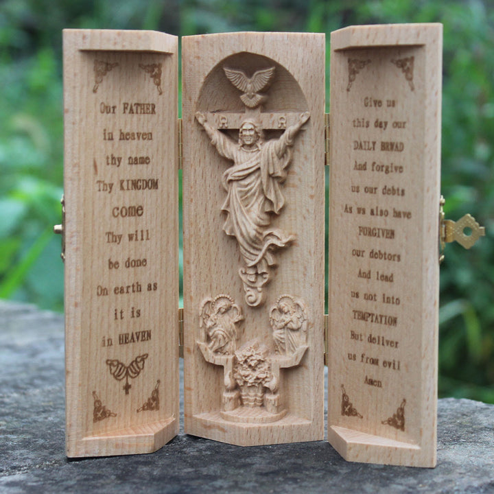Christianartworkshop Cilindro in legno apribile in stile classico, decorazione da tavolo con figura di Gesù - image 2