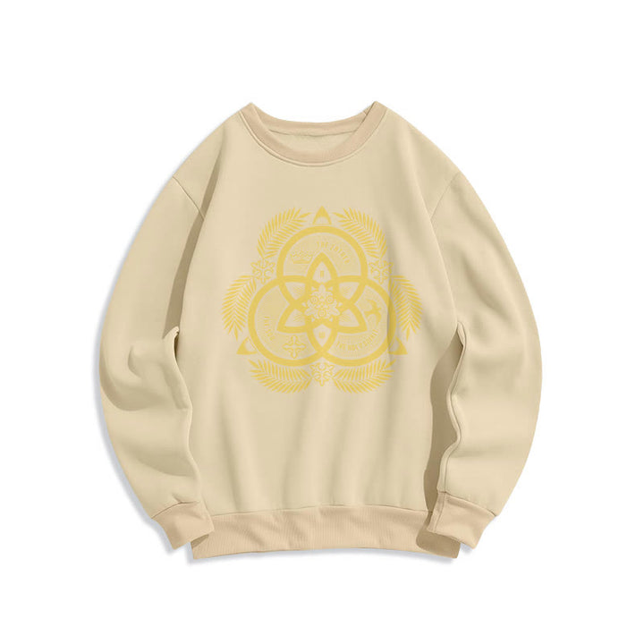 Felpa in poliestere foderata in pile con emblema sacro dorato, stile classico Christianartworkshop - Beige - 2XL - image 15