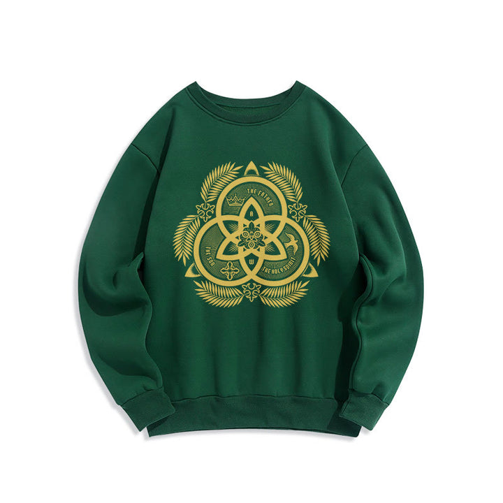 Felpa in poliestere foderata in pile con emblema sacro dorato, stile classico Christianartworkshop - Verde - 2XL - image 0