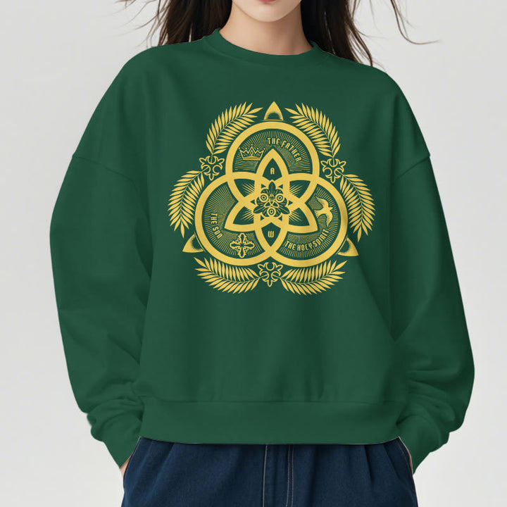 Felpa in poliestere foderata in pile con emblema sacro dorato, stile classico Christianartworkshop - image 2
