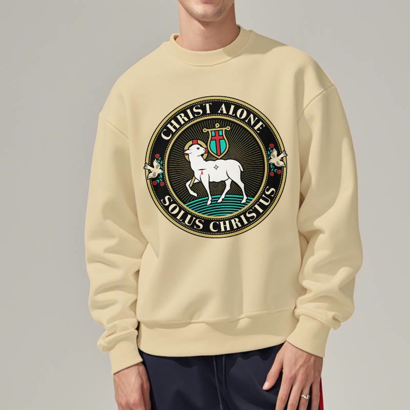 Felpa in poliestere foderata in pile con scritta "Cristo solo Agnello di Dio" in stile moderno Christianartworkshop - image 13