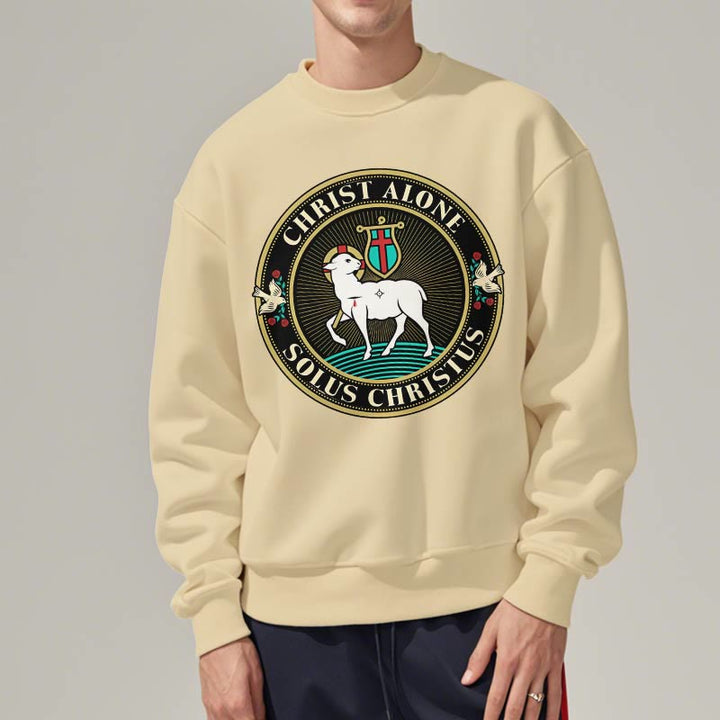 Felpa in poliestere foderata in pile con scritta "Cristo solo Agnello di Dio" in stile moderno Christianartworkshop - image 13