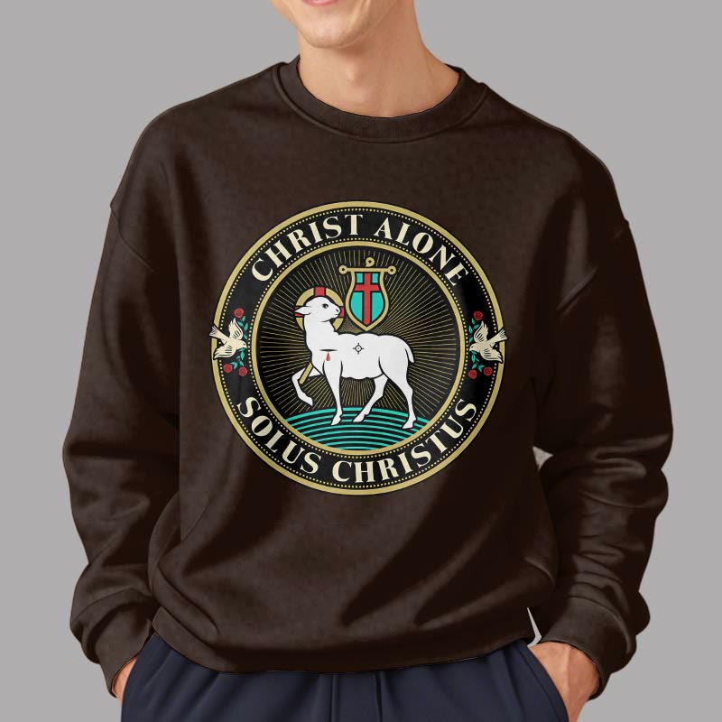 Felpa in poliestere foderata in pile con scritta "Cristo solo Agnello di Dio" in stile moderno Christianartworkshop - image 18