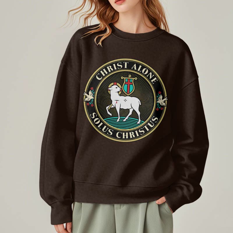 Felpa in poliestere foderata in pile con scritta "Cristo solo Agnello di Dio" in stile moderno Christianartworkshop - image 17