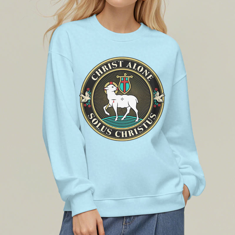 Felpa in poliestere foderata in pile con scritta "Cristo solo Agnello di Dio" in stile moderno Christianartworkshop - image 28