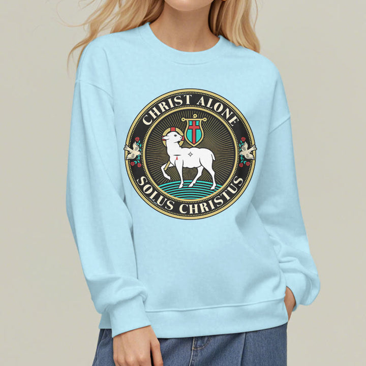 Felpa in poliestere foderata in pile con scritta "Cristo solo Agnello di Dio" in stile moderno Christianartworkshop - image 28