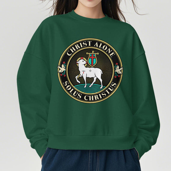 Felpa in poliestere foderata in pile con scritta "Cristo solo Agnello di Dio" in stile moderno Christianartworkshop - image 23