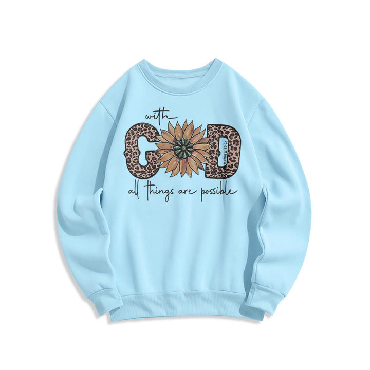 Felpa in poliestere foderata in pile con citazione Christianartworkshop in stile "Con Dio tutte le cose sono possibili" - Blu - 2XL - image 0