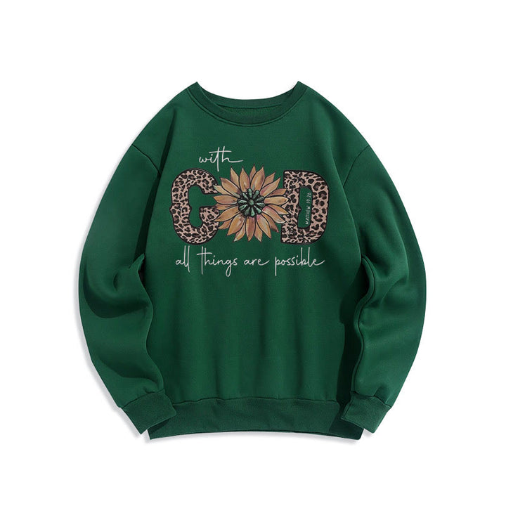 Felpa in poliestere foderata in pile con citazione Christianartworkshop in stile "Con Dio tutte le cose sono possibili" - Verde - 2XL - image 25
