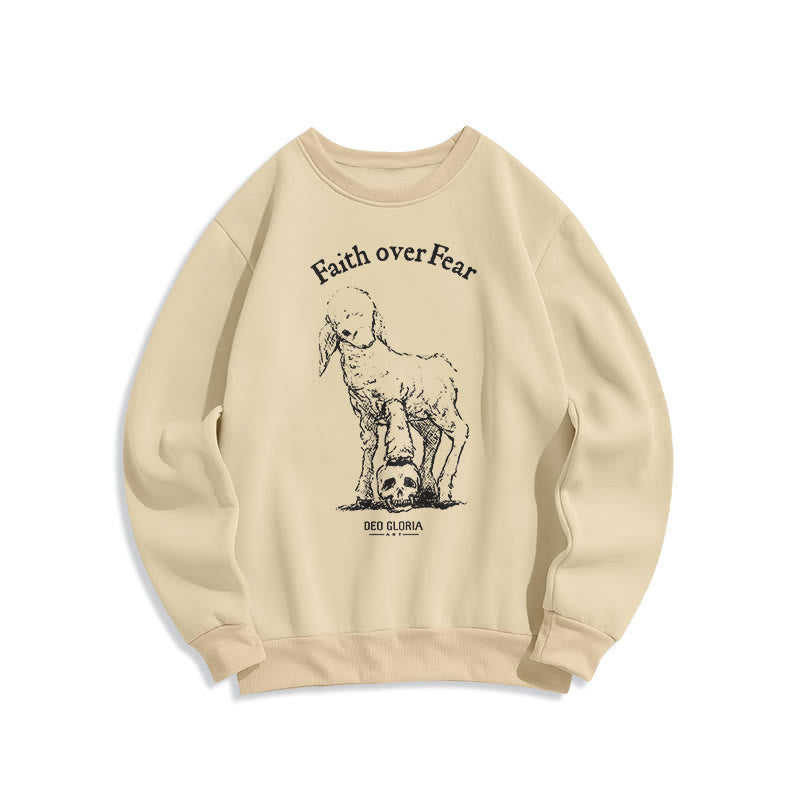 Felpa in poliestere foderata in pile di agnello con citazione "Fede sulla paura" Christianartworkshop - Beige - 2XL - image 10