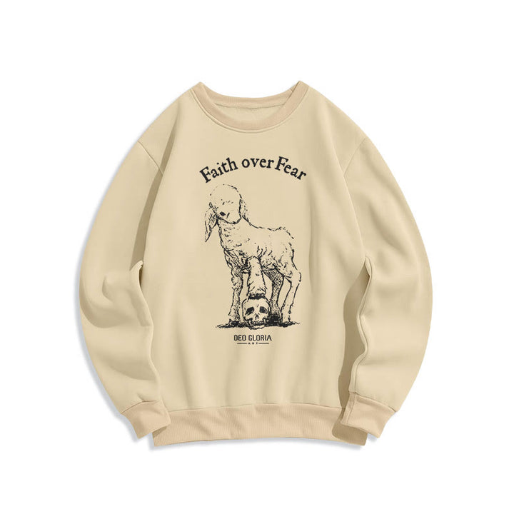 Felpa in poliestere foderata in pile di agnello con citazione "Fede sulla paura" Christianartworkshop - Beige - 2XL - image 10