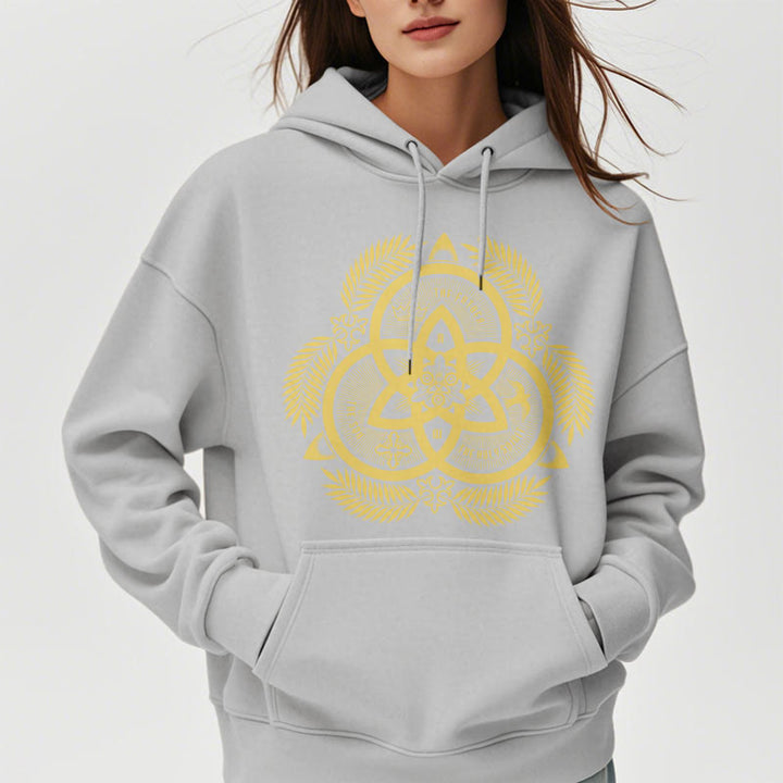 Felpa con cappuccio in poliestere foderata in pile con emblema sacro dorato in stile classico Christianartworkshop - image 32