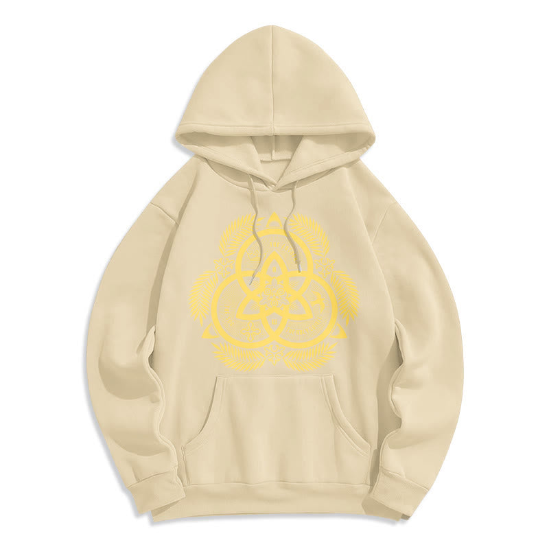Felpa con cappuccio in poliestere foderata in pile con emblema sacro dorato in stile classico Christianartworkshop - Beige - 2XL - image 15